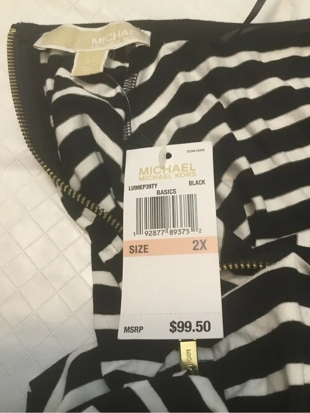 Michael Kors Black and White Striped Dress